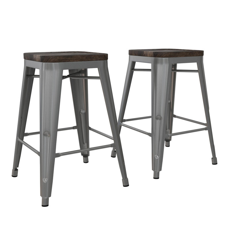 Counter Stool with Metal Frame, Counter Stool (24" Seat Height), Sliver