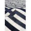 Tapis géométrique en cuir de vache fabriqué à la main en argent / bleu marine-24852248