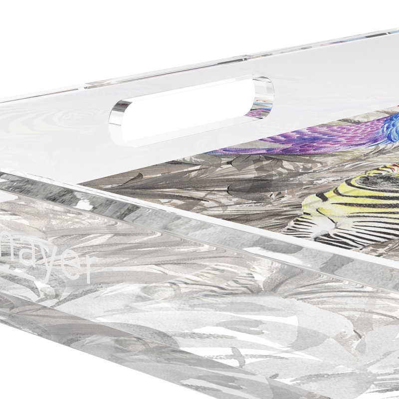 Arcadia Zebra Acrylic Square Decorative Tray, 15"W x 15"D x 2"H