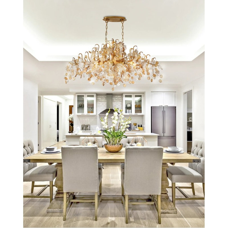 Lustre ovale IQ2470 CAMPOBASSO à 10 lumières, 22 po de largeur x 45 po de longueur x 20 po de ha, Blanc, Doré