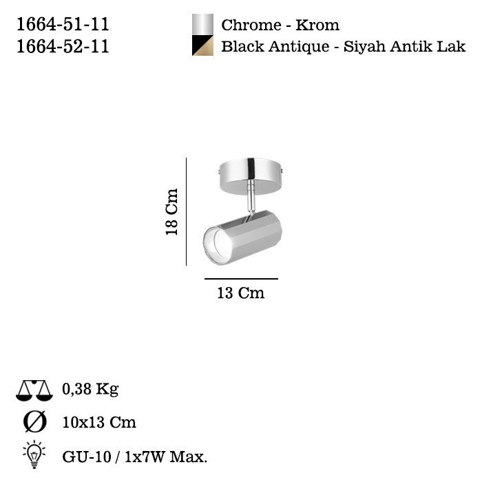 Lustre élégant en chrome avec base en métal, plaque de base 7,1 po x 7,1 po et hauteur de 7,1 po | Comprend une ampoule GU10 de 7 W | Luminaire élégant pour le salon, la salle à manger et les entrées | Certifié IP20