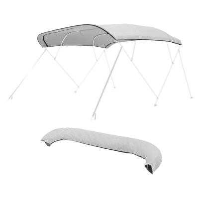 4 Bow Bimini Top Replacement Cover, 8 ft Long, Durable 600D Marine Grade Waterproof Sun Shade Boat Canopy with Storage Boot, Easy Install Zipper Sleeve Awning, 96"L x (91"-96")W, Blue (No Frame)