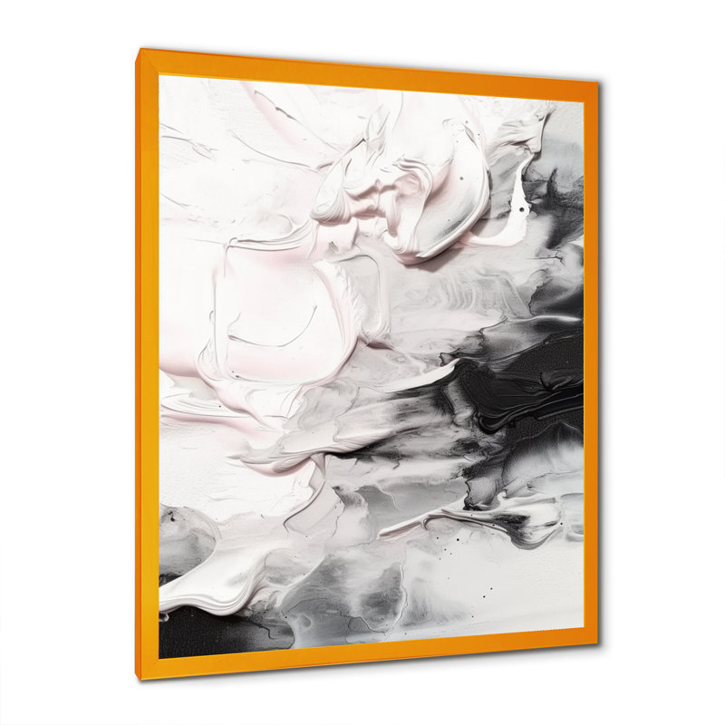 «White Twist Watercolor I», peinture murale abstraite, salon, H 20 po x l 12 po x P 1 po, Encadrement doré
