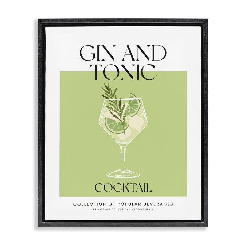 Art mural sur toile Minimal Gin and Tonic Brown, H 31 po x l 25 po, Cadre flottant noir de jais