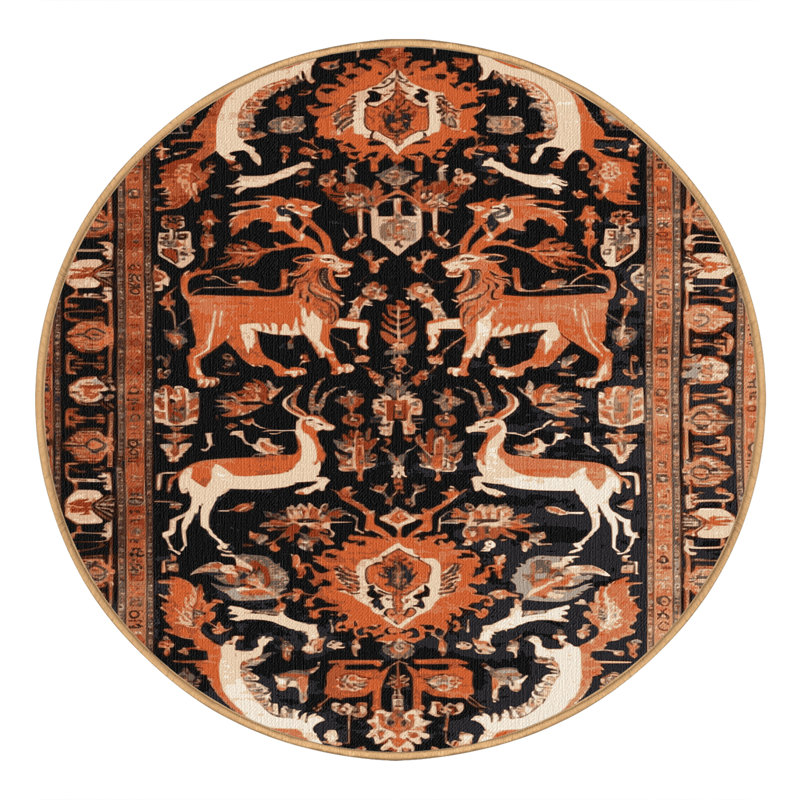 Tapis brun lavable à la machine, Rond 7 pi