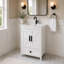 Meuble-lavabo de 61 cm (24 po) avec lavabo en céramique et rangement dissimulé (sans robinetterie) - Blanc-1869364594-1869375479