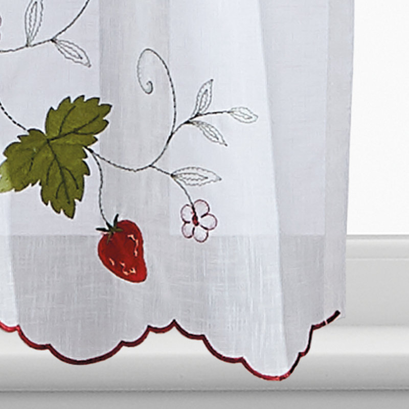 Rydel Floral Tailored 56'' W Cafe Curtain in Red, 56" W x 36" L