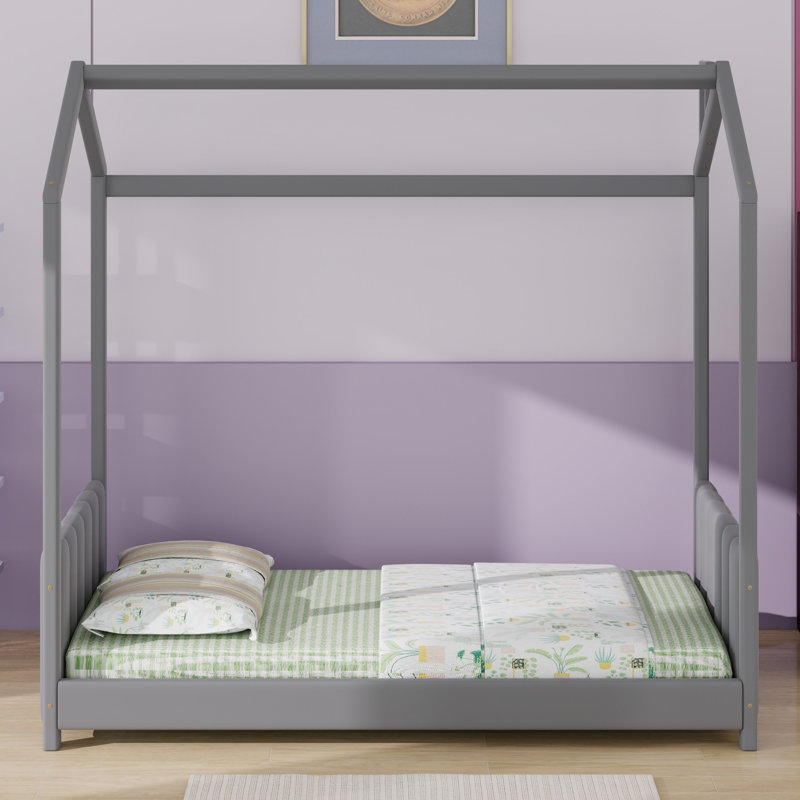 Wood House Bed, Grey, Twin