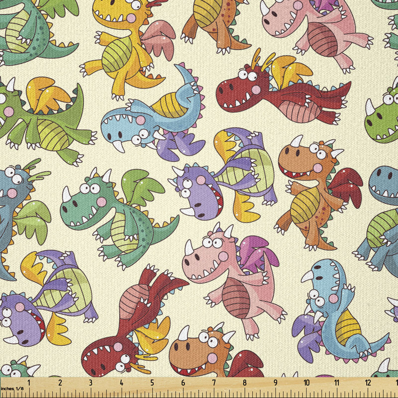 Ciaren Loving Dangerous Happy Dinasours in Rainbow Multi-Purpose Fabric
