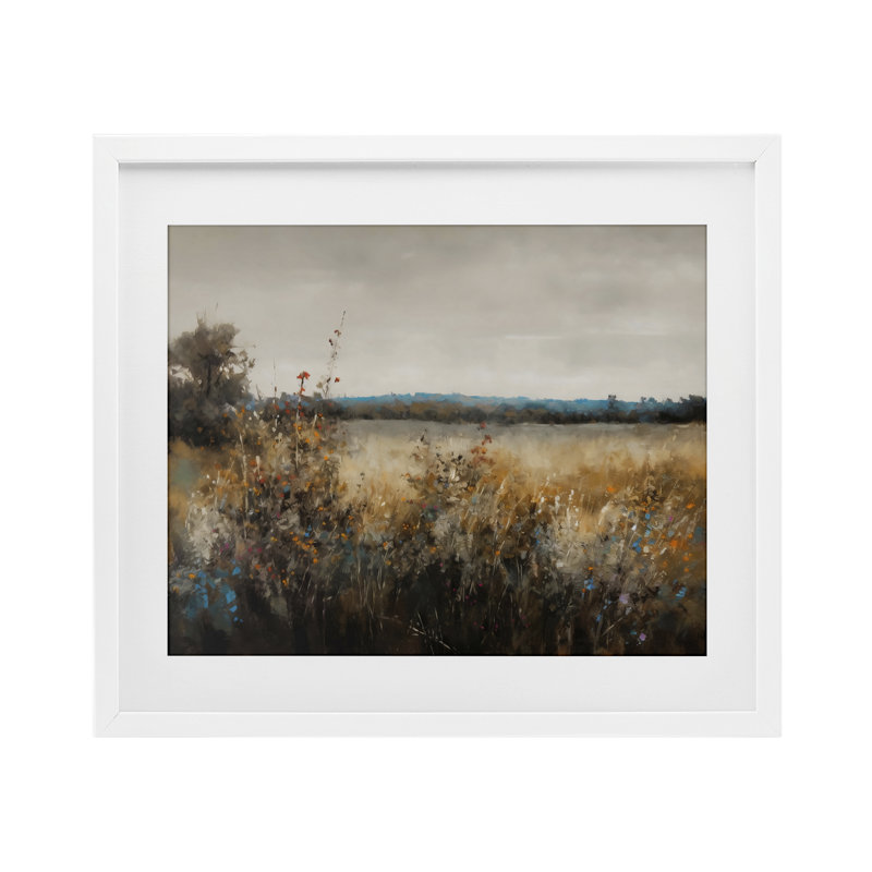 Abstract Grunge Meadow Framed Print Under Glass, design by Creative Studio, 17 x 21, Coastal White Under Glass Framed