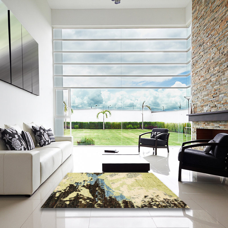 Tapis abstrait moderne et abstrait, Carré 8 pi