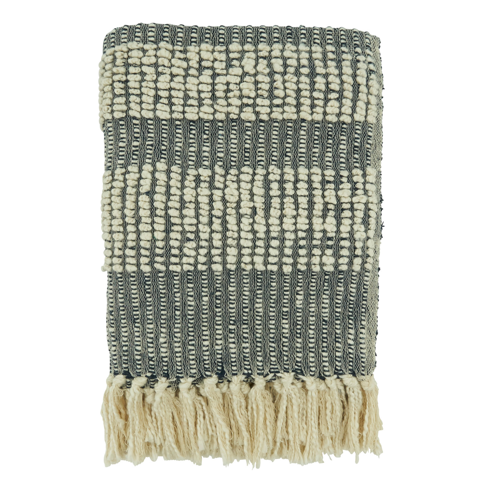 Iddo 100% Cotton Throw, Navy Blue