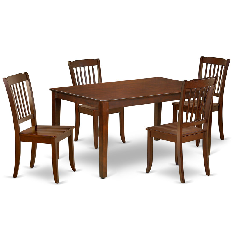 5 Piece Modern Dining Table Set Includes a Rectangle Wooden Table and 4 Kitchen Dining Chairs, 36x60 Inch, Mahogany, Mahogany