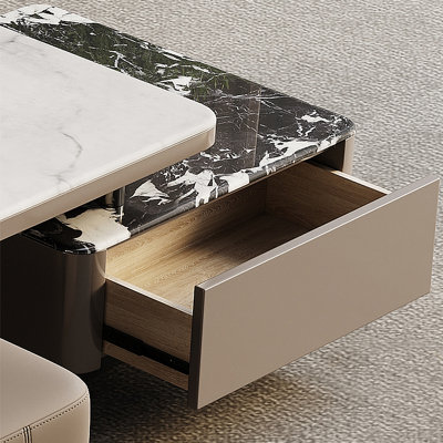 Table basse italienne en pierre frittée télescopique