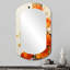 Orange et blanc Floral Radiance I - grand miroir mural à collages abstraits, miroir unique asymétrique moderne, impression d'art en métal-107247476