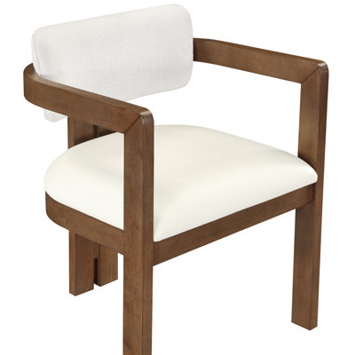 Ravina Vegan Leather And Linen Textured Fabric Upholstered Dining Chair
