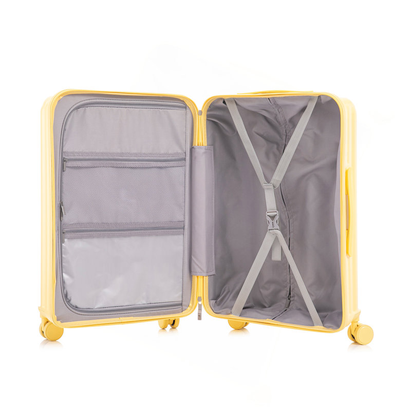 20 po / 24 po / 28 po 3 pièces / ensemble en valise à roulettes ABS, valise de transport, avec porte-gobelet et port USB et support pour téléphone