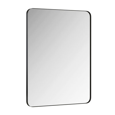 Black Rectangular 30x40 Inch Wall Mounted Mirror With Metal Frame - Bedroom, Bathroom, Living Room Decor , - Design Framed Decoration , Coating