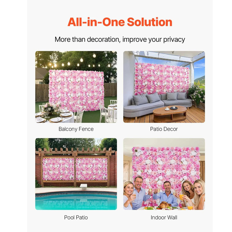 Panneau mural fleur 3D - Couverture pour mariage / Saint-Valentin / Fête de bébé / Décor de fond essentiel à la maison, Rose