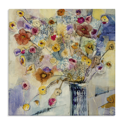 «Painted Flowers Line» par tiers et mur - reproduction encadrée