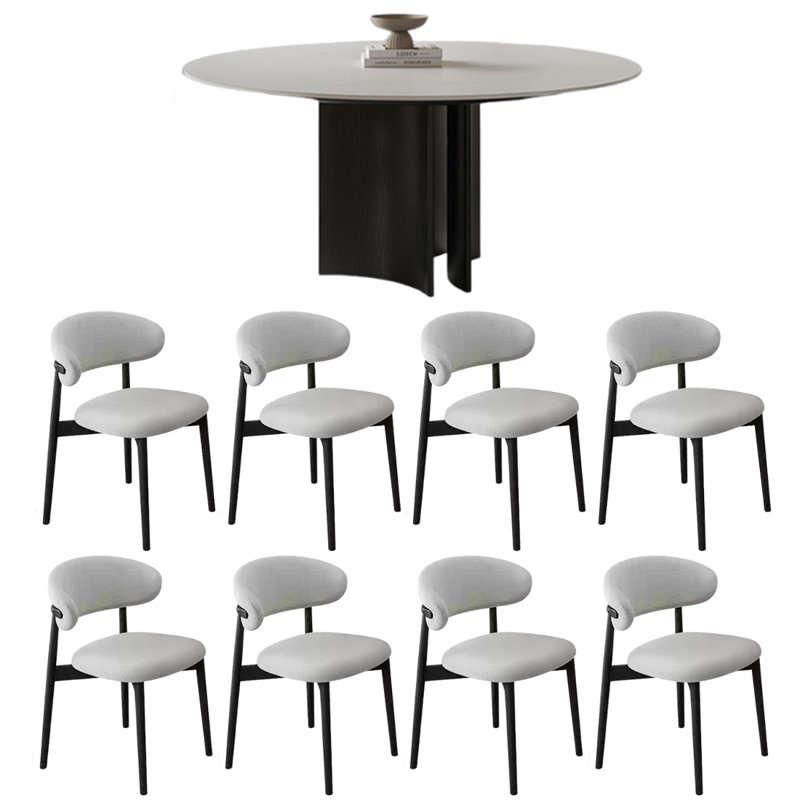 Table de salle à manger et chaise Wabi-sabi esthétique, 9, H 29,5 po x L 59 po x l 59 po