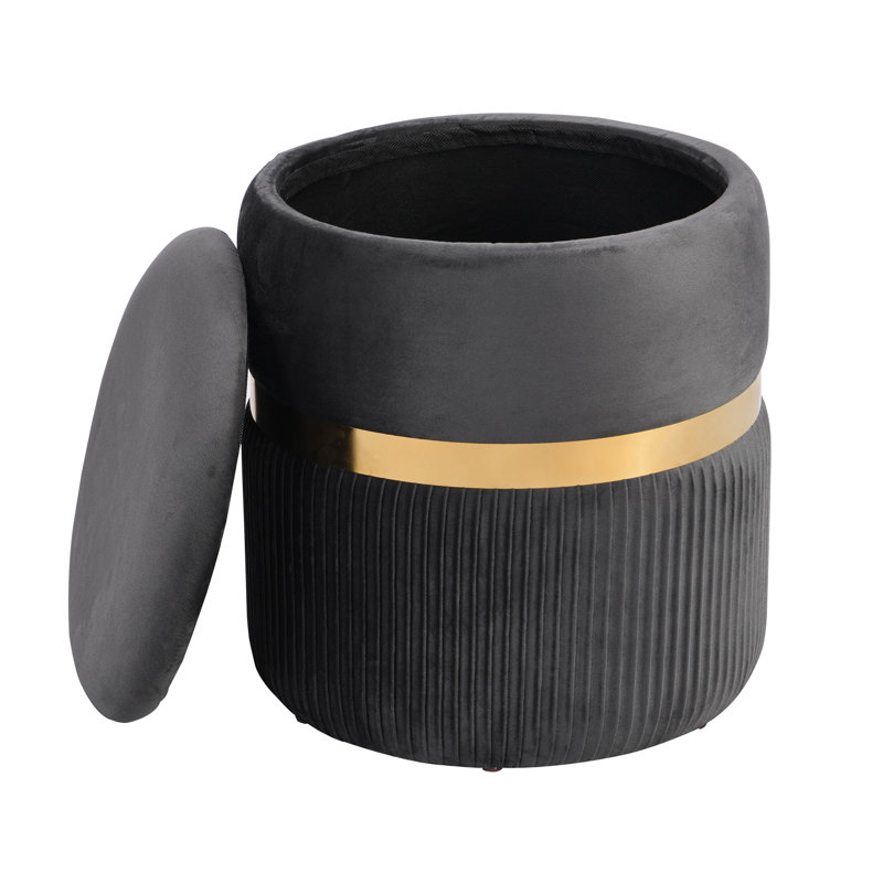 Repose-pieds rond en velours avec rangement Techni Mobile