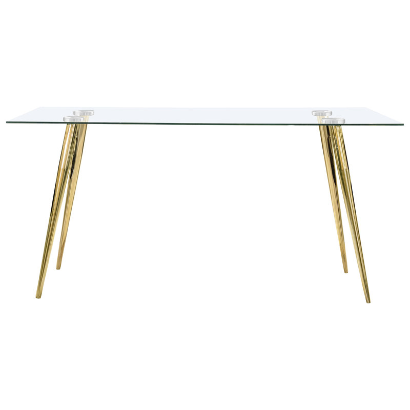 Gilman Rectangle Glass Top Dining Table, Gold