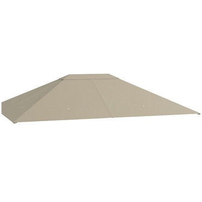 Outsunny 10' x 13' Gazebo Canopy Replacement, Outdoor Gazebo Cover Top Roof Replacement with Vents and Drain Holes, (TOP COVER ONLY), Khaki