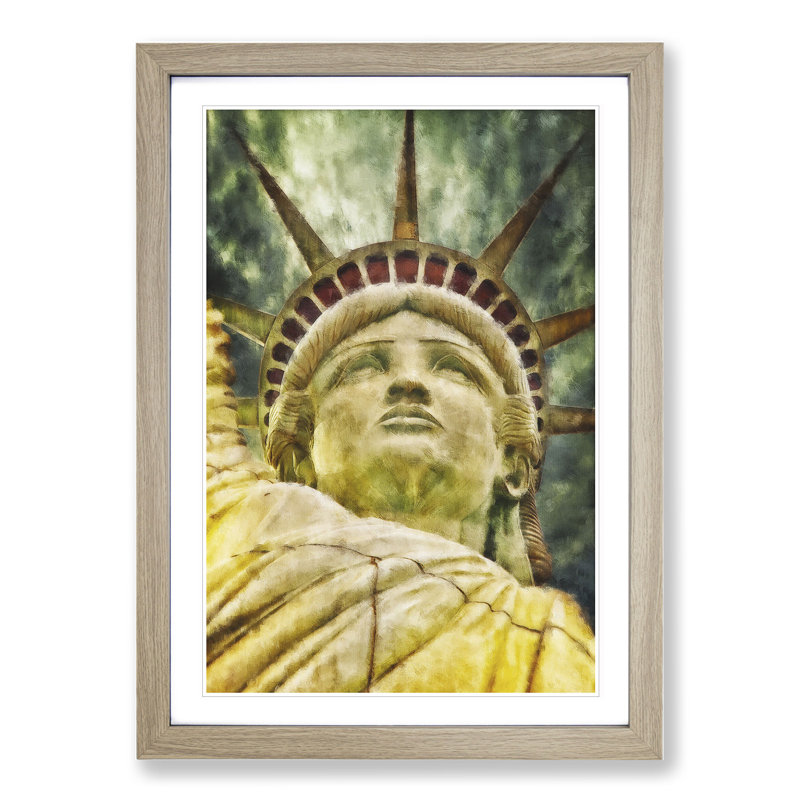 The Statue of Liberty Vol.3 - Picture Frame Painting, Oak Framed, 36cm H x 27cm W x 2cm D