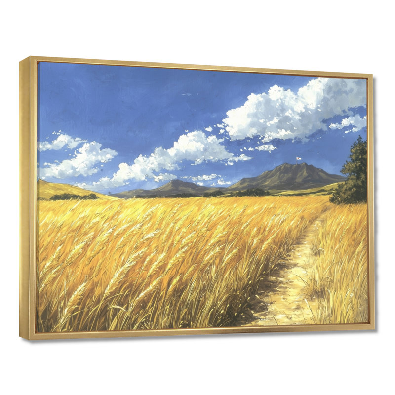 Dorrel Meadow Golden Fields of Corn II - prairie, art mural, Cadre flottant, H 24 po x l 32 po, Or