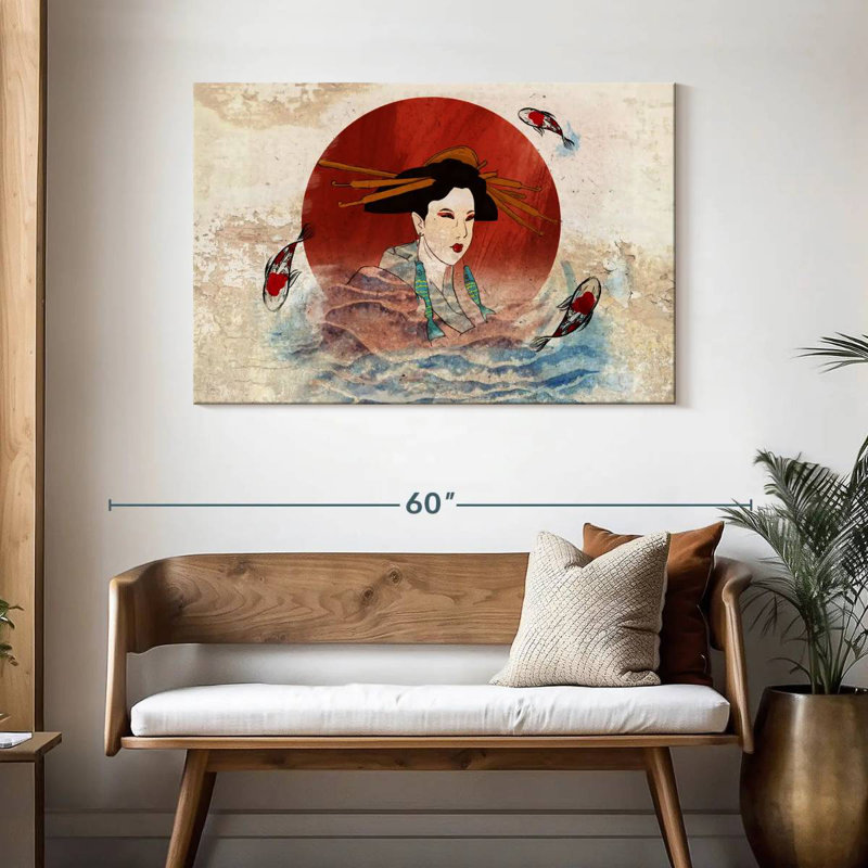 Koi et Geisha japonais Leisha, H 30 po x l 45 po