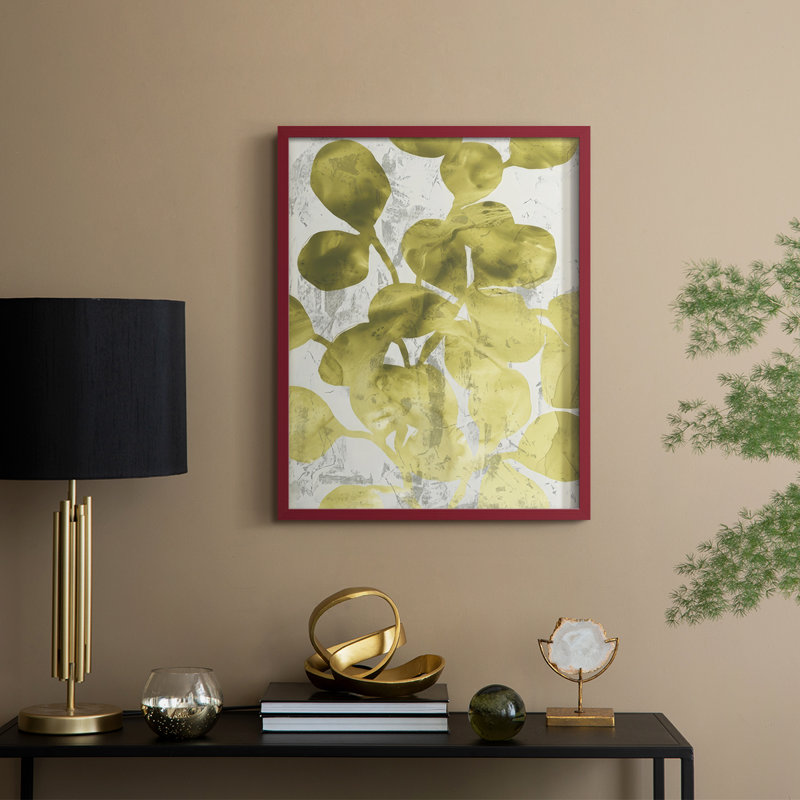 Green Leaf Shimmer I, reproduction encadrée - bois massif, H 11 po x l 9 po, Rouge