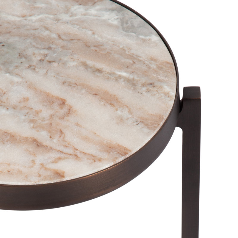 Table à boissons Aguilar, Marbre brun, Bronze