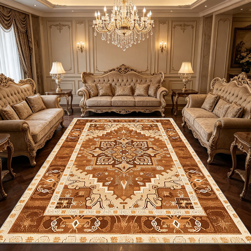 Caramel Vintage Charm area rugs for Living Room, Soft and Comfortable, Suitable for all seasons, easy to maintain, machine washable Indoor floor mat, Under Table Farmhouse suitable for Bedroom, Dining Room, Study, Patio, Balcony, Home Decor