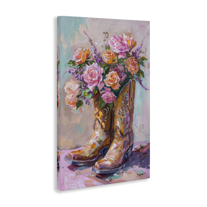 Art floral sur toile Bouquet de bottes florales par Petal Prints Design, H 36 po x l 24 po