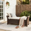 Banc de rangement rembourré en osier de 53 po avec accoudoirs et coussin pour l'entrée, la chambre à coucher ou le patio, osier synthétique brun