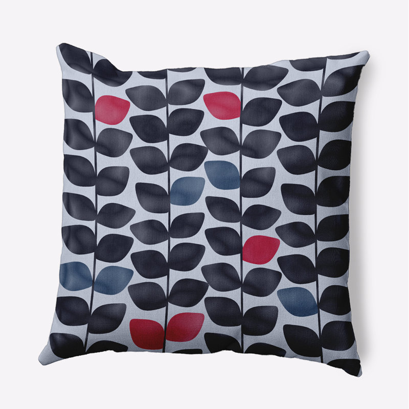 Coussin intérieur / extérieur Leaves and Branches, H 16 po x l 16 po, Carré, Bleu brumeux