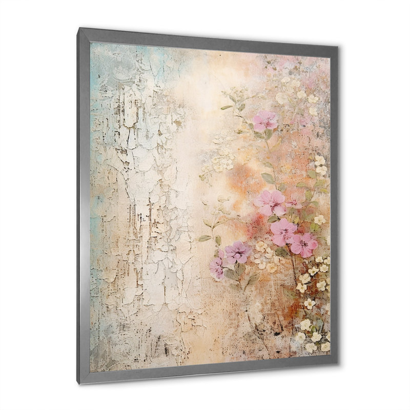 Bouquet rustique fleurs sauvages florales I, H 40 po x l 30 po x P 1,5 po, Cadre photo argenté