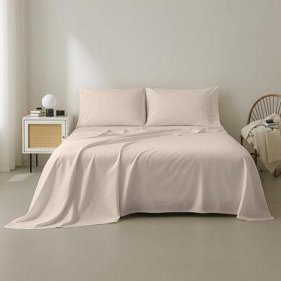 New Season - Ensemble de draps en coton - Draps 100% coton à densité de tissage 400 fils avec draps en coton doux
