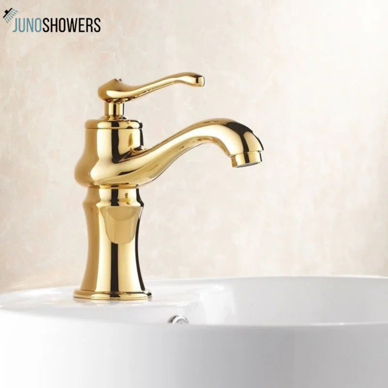 Modern Single Handle Basin Faucet with Swivel Spout in Brushed Gold for Bathroom Sinks