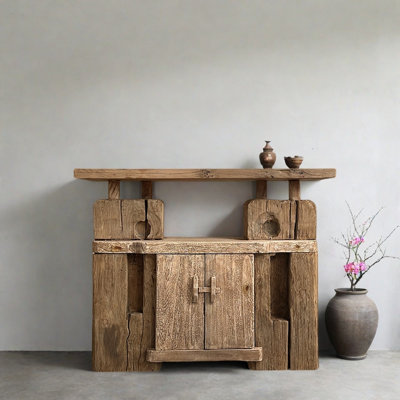 Wabi-Sabi Style Solid Wood Console Cabinet