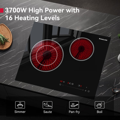21 in. 2 Elements Smooth Surface (Radiant) Electric Cooktop in Black, ETL Certified