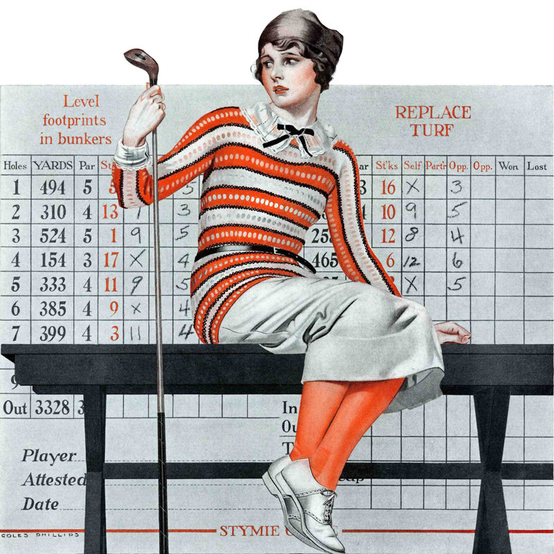 Reproduction d’art sur toile tendue, "nogolfer" par coles phillips, H 48 po x l 48 po x P 1,5 po