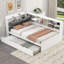 Lit plateforme en bois avec lit gigogne, tablettes et tête de lit-107364928-107364927