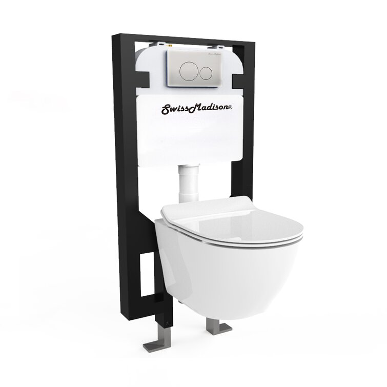 St. Tropez® Dual Flush Elongated Wall Mounted Toilet Seat Wall Tank and Flush Plate Included