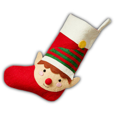 Elf Felt Stocking Red Wool Christmas