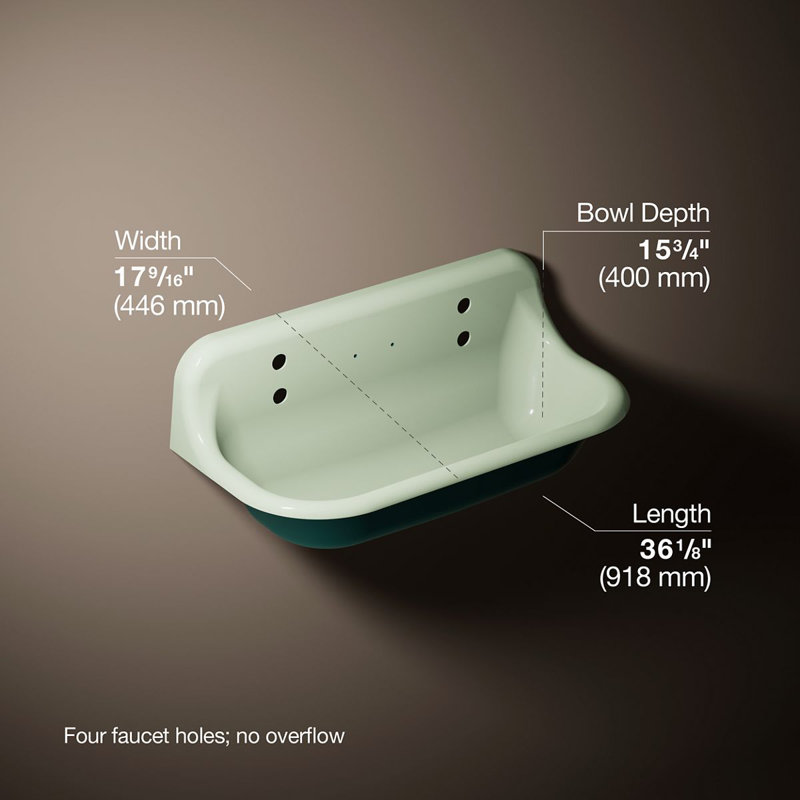 Brockway 36 In. Wall-Mount Utility Sink, Aspen Green