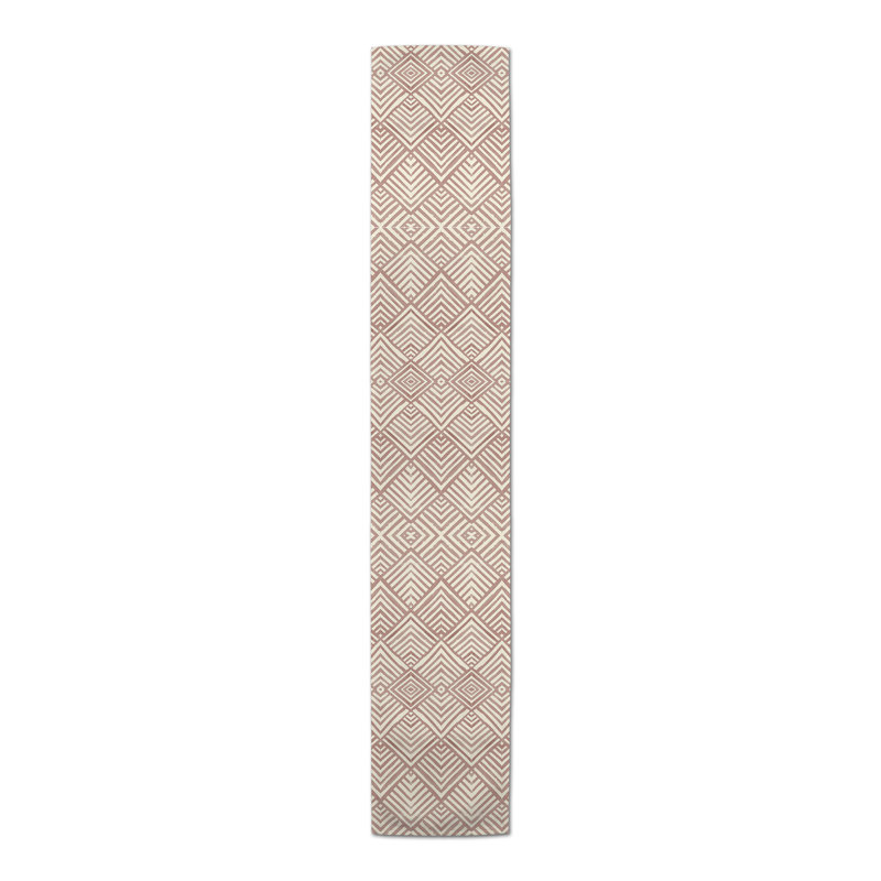Rectangular Geometric Table Runner, 72" x 16", Blush