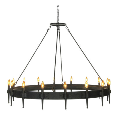 Dallas 16 - Light Candle Style Wagon Wheel Chandelier