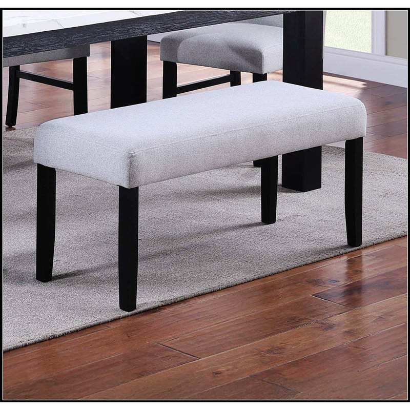Banc de salle à manger de style contemporain 1pc avec pieds en bois gris anthracite et tissu doux rembourré pour une assise confortable
